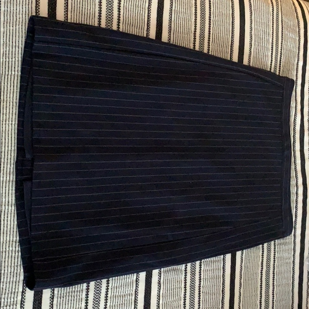 Chalk stripe slit pencil skirt blue/white